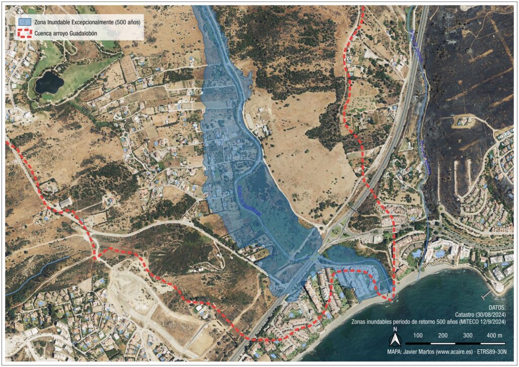 Ortofoto de máxima actualidad del cauce bajo del río Guadalobón, Estepona (Autor: Javier Martos)