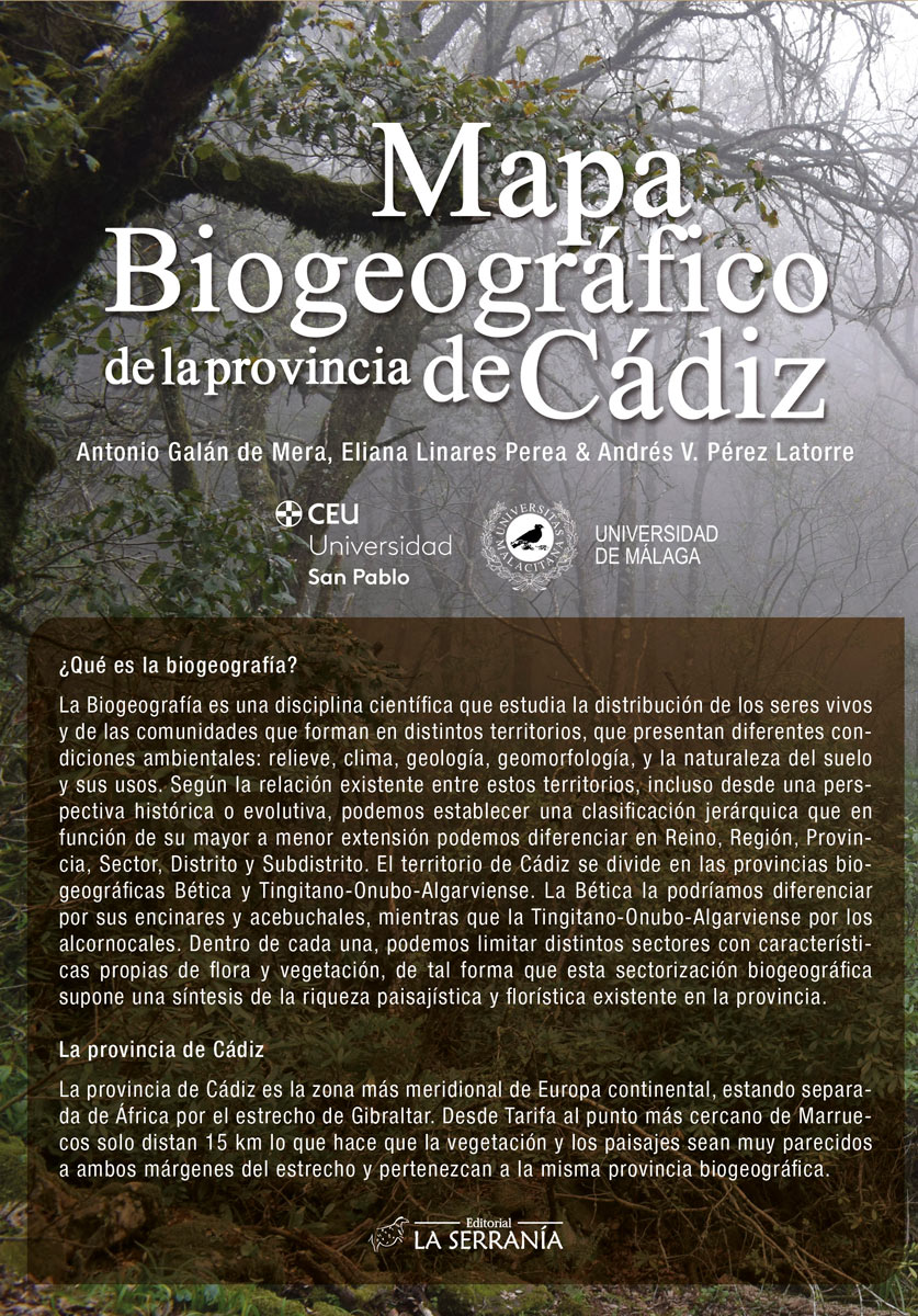 Mapa biogeográfico de la provincia de Cádiz (Galán de la Mera et al., 2026) Mapa biogeográfico de la provincia de Cádiz (Galán de la Mera et al., 2026)